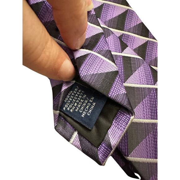 Vintage Stafford Purple Black Checked Polyester Necktie - Picture 4 of 4
